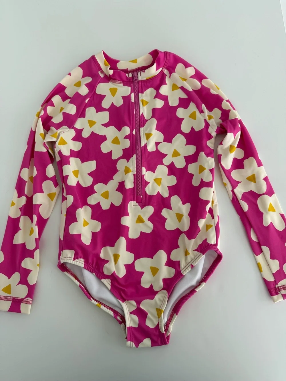 Girls Hanna Andersson Pink Floral Long-Sleeve One-Piece Swimsuit